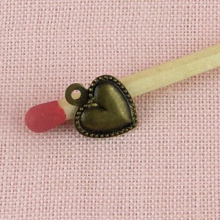 Coeur mini métal, perle, pendentif, 0,8 cm, 8,5 mm.