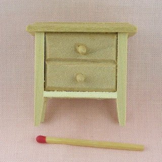 Table de nuit miniature maison poupée, chevet miniature bois brut .