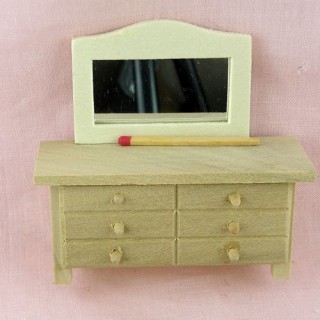 Dresser with mirror, doll house bedroom furniture