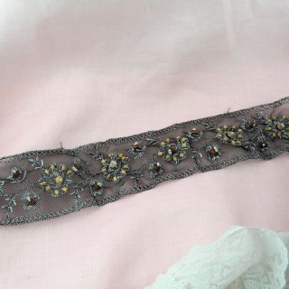 Vintage pleated ribbon gimp with metallic thread 5 cm, 50 mm