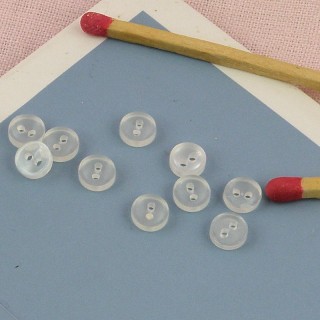 Boutons plats creux blanc transparents, 5 mm.