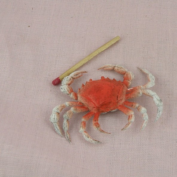 Crabe miniature cuisine poupée 9 cm. Jouet crabe miniature poissonn