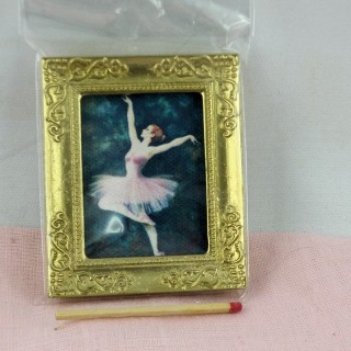 Miniature Ballet dancer picture in frame doll's house