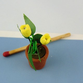 Pot plante tulipe miniature maison poupée 35 mm,