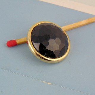 Vintage style shank button, Black and gold, 2 cms.