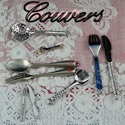 Cutlery, spoon, fork, knife miniature for doll.